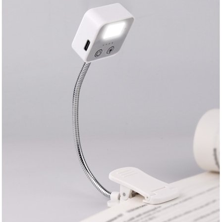 Boklampa, uppladdningsbar clip-on läslampa, justerbar ljusstyrka