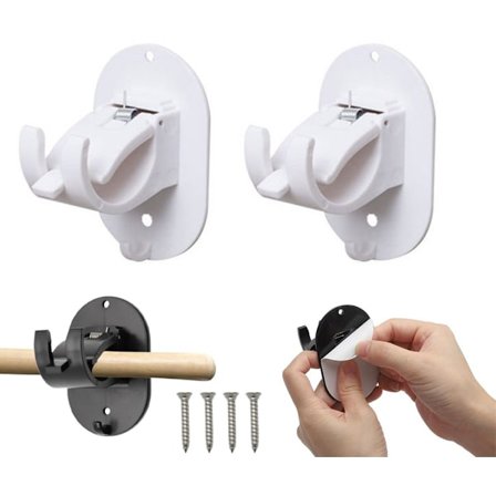Gardinstangskroge 2 stk. Selvklæbende og borebare gardinstangsholdere Hængende kroge Inkl. skruer Gardinstangsbeslag til stænger med en 4 Hvid