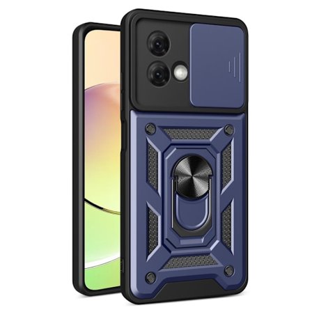 SKALO Motorola Moto G84 5G Armor Hybrid Magnet Ring Camera Slider - Mørkeblå