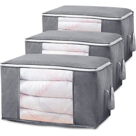 pcs (grå) opbevaringsposer, sammenklappelige flyttekasser, med forstærket håndtag,