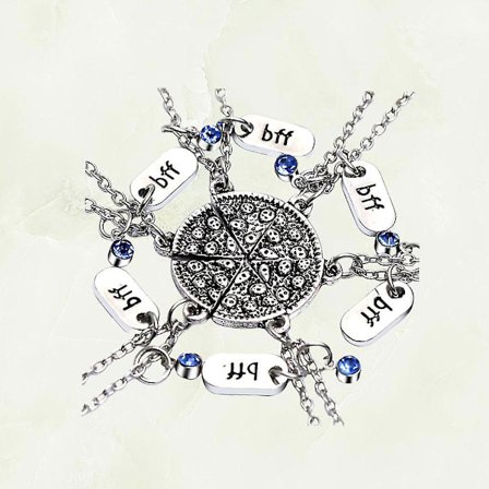 6 stk. Par-Halskæder Par Pizza Rhinestone Halskæde Bedste Venner For Evigt Halskæde Bedste Venner Halskæde Sæt