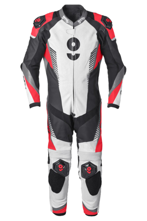 Tuta In Pelle Moto GMS GRC-1 1 Pezzo Nero/Bianco/Rosso 52