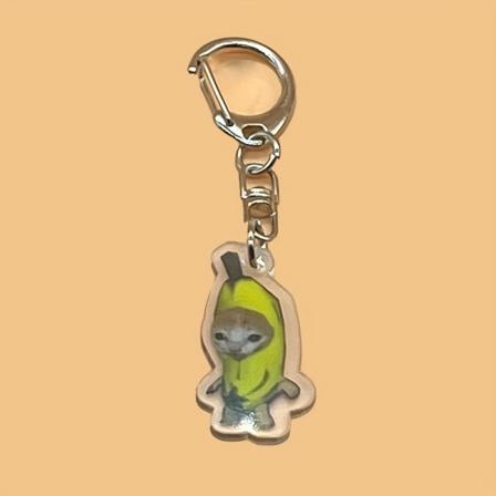 1/7 stk. Sød kat nøglering akryl sjov dyr nøglering ring pung taske telefon charm øretelefon etui B-4