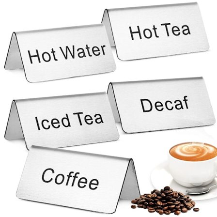 5 stk. Kaffebordskilt Te-skilt Drikke Kaffe Te Etiketter Bordtelt Skilt Matservering Bord Skilt