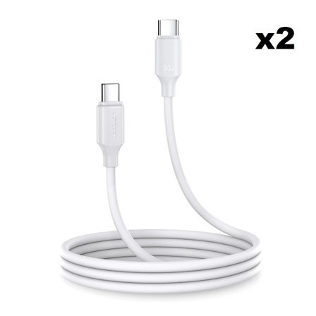 Joyroom USB C Till USB C Kabel 1m - Vit (2-pack)
