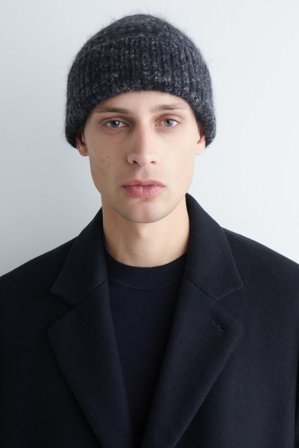 COS Men's Space Dyed Brushed Wool Blend Beanie in Blue