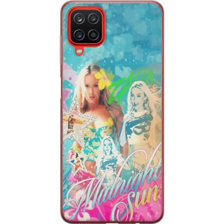 Kompatibel Mobilcover til Samsung Galaxy A12 Eventyrverden med Steve, Creeper og dyr i farverig blokgrafik