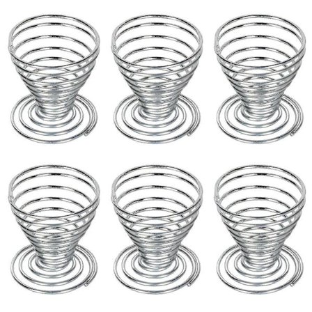 Rustfri ståltrådspiral egg, 6 stk, sølv GUL