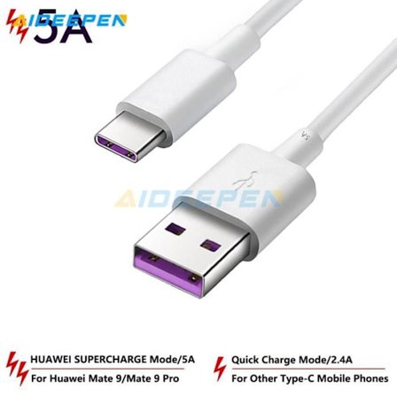 1 meter snabbladdning USB C-kabelladdning 5A för Huawei P20 P10 P9 Plus Mate 9Pro P30