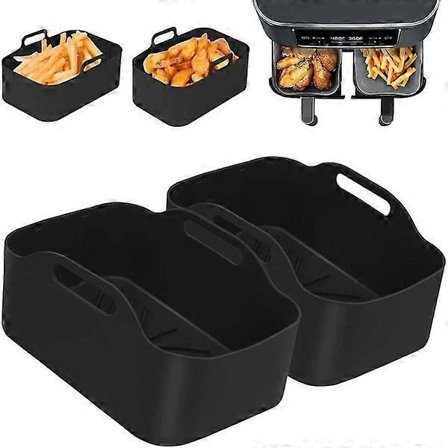 2 st silikonformar för dubbla airfryers, dubbel airfryer silikonkorg, airfryer-tillbehör för airfryer, ugn och mikrovågsugn