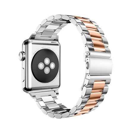 Kellon ranneke Apple Watch iWatch -liitännälle 38-40-41mm s10-42mm Kolme helmeä - hopea ja ruusukulta korkealaatuinen