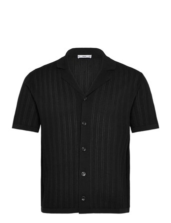Knitted Shirt With Pointelle Detail Black Mango