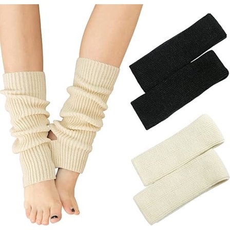 2 par strikkede yoga sokker benvarmere dame vinter varme strikkede hæklede benvarmere støvle manchetter støvlesokker