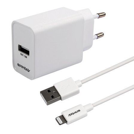 Essentials Wall Charger 12W, USB-A Light. MFI, Cable 1m