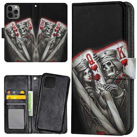 iPhone 14 Pro - Plånboksfodral/Skal King Queen Kortlek