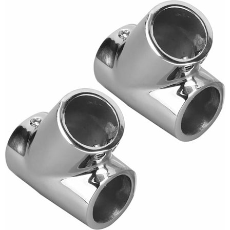 2 st 60 graders räcke T-koppling polerad 316 rostfritt stål