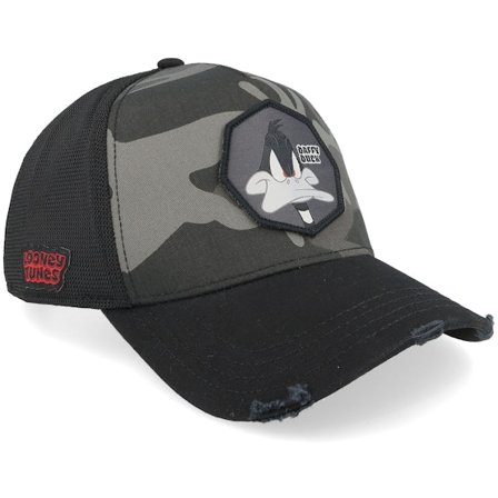 Capslab - Camo Trucker Cap - Looney Tunes Daffy Duck Black/Camouflage A-Frame trucker @ Hatstore