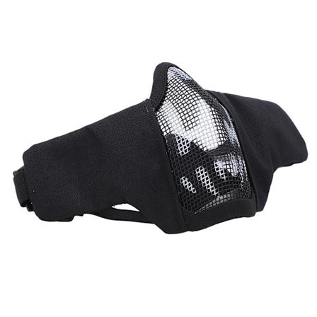 Svart Skull Utendørs Halvmaske Pustende Stålnett Militær CS Jakt Skyting Maske