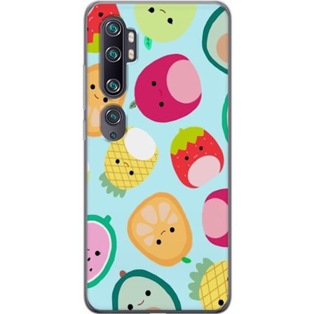 Kompatibelt Mobildeksel til Xiaomi Mi Note 10 Mønster av kawaii-frukter som jordbær sitron ananas og avocado på lyseblå bakgrunn