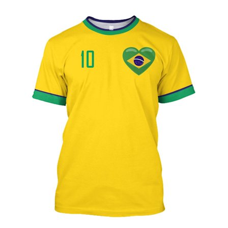 Brasilia Jersey miesten t-paita O-kaula-aukko Ylisuuri lyhythihainen miesten vaatetus 3D-painettu Brasilian lippu valikoima jalkapallojoukkueen paita