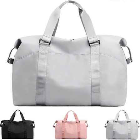 Duffelbags til rejser med vognlomme, træningstaske, weekendtasker med vådrum, håndtaske til kvinder, grå