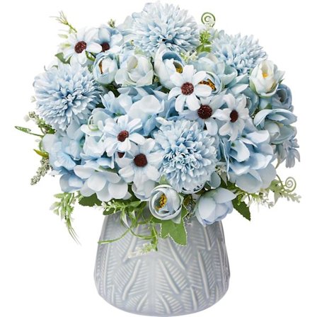 4 st konstgjorda blommor, falska pionbuketter, sidenhortensia, falsk blomsterarrangemang, blå