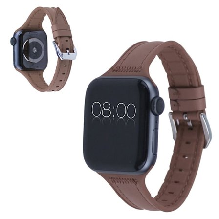 Apple Watch Series 5 44 mm klockarmband i silikonläder - Brun