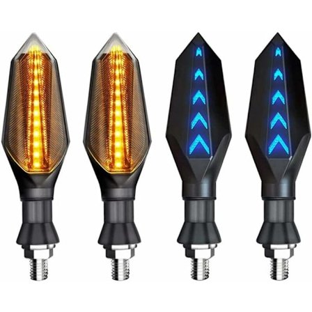 Universal motorcykel blinklys indikator gult lys dual farve 4 stk 17 led blå gult lampe