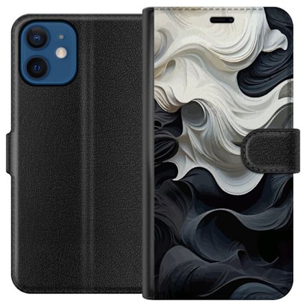 Yhteensopiva Lompakkokotelo Apple Apple iPhone 12 Silkki Musta/Valkoinen
