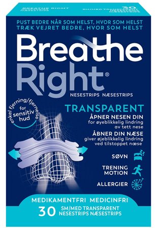 Breathe Right Næsestrips Transparent 30 stk, Medicin & Pleje, Medicin & Pleje, Snorken