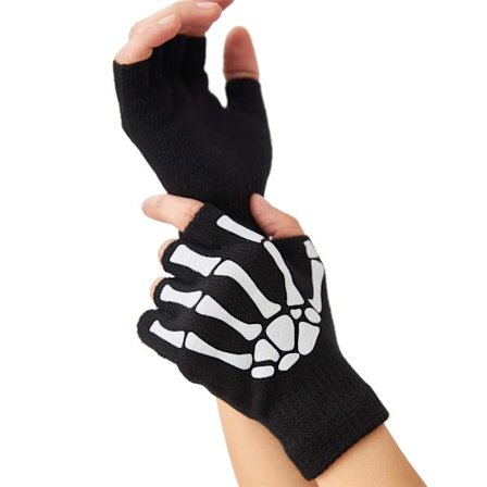 Halloween Glow - in - the - Dark Skelett Fingerlösa Handskar - Unisex Goth Emo Tillbehör för Kvinnor, Män, Vuxna, Perfekt för Kostym