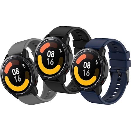 3st Armband Kompatibla med Xiaomi Watch S1 Active Armband, Xiaomi Andningsbart Silikon Sport Ersättningsarmband Grå, svart, marinblå