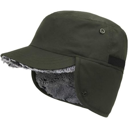 Udendørs Vinter Baseball Kasket til Mænd med Skygge Varm Øreklaphue Trapper Jagthat, Grøn
