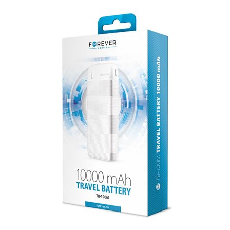 FOREVER 10000mAh Powerbank till Mobiltelefoner & Surfplattor Vit