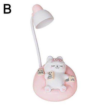 2026 LED Skrivebordslampe Mini Kat Dæmpbar Læselampe 3 Lysindstillinger USB Genopladelig[D]