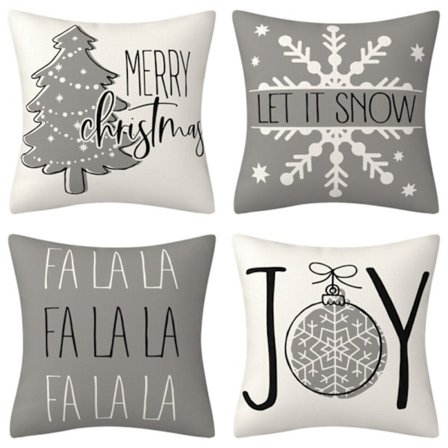 Juleputer, 4 stk. juleputetrekk 45x45cm, putetrekk i bomullslin, juleemballasje juledekorasjon