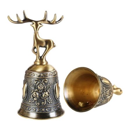 Dekorativ middagsbjelle Hjortform | Vintage gravert bjellekallebjelle Håndholdt bjelle for bryllup, skole, jul, alarm og sengeliggende