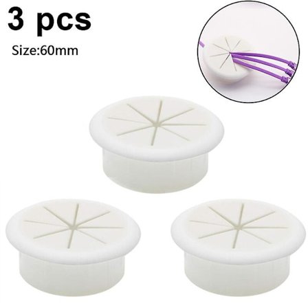 3 stk. skrivebords kabelgennemføringer computer kabel hul dæksel skrivebord kabel ledningsdæksel, 60mm, hvid