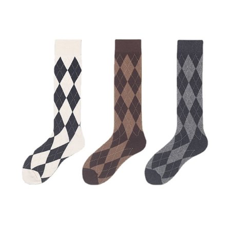 3 Par Kalvesokker med Diamantformet Retro College-Stil