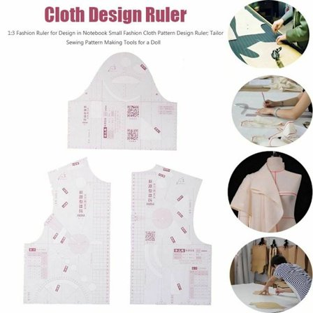 1:5 Kläddesign Linjal Ritningsmall Klädlinjal