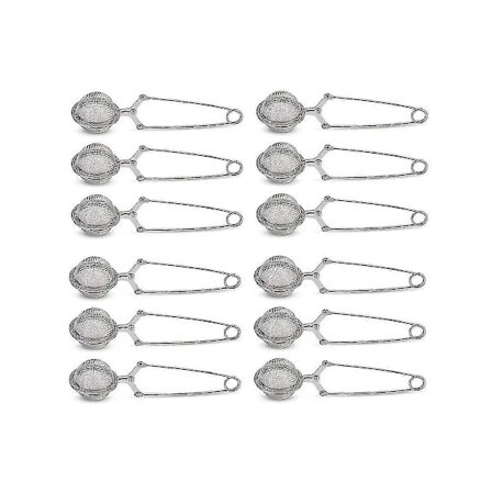 12 stk. tesil, premium tesil i rustfritt stål med håndtak for løs te, finmasket teballfilter [DB]