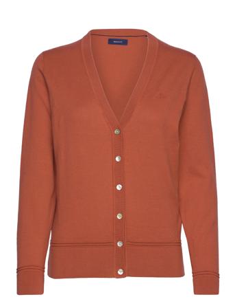 D1. Light Cotton V-Cardigan Strikkegenser Cardigan Rød GANT*Betinget Tilbud