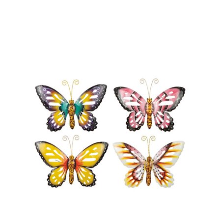 Fjäril väggdekoration i hamrad plåt 38 x 26 cm