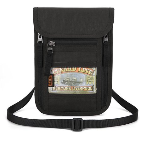 Hals taske - regntæt og RFID signal blokering - rejse pung - sort