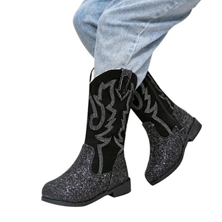 Jente Cowgirl Støvler Unisex-Barn Mid Calf Glitter Småbarns Cowboy Støvler