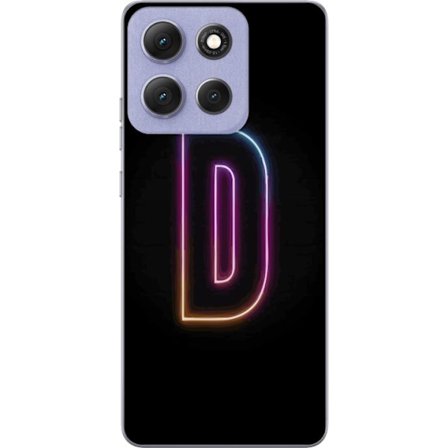 Kompatibelt Mobildeksel til Motorola Motorola Moto G86 Power Minimalistisk neonbokstav D i fargeskiftende lys mot svart bakgrunn i moderne digital des
