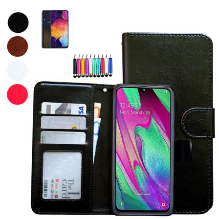 Samsung Galaxy A40 - PU Læderpung Etui Brun