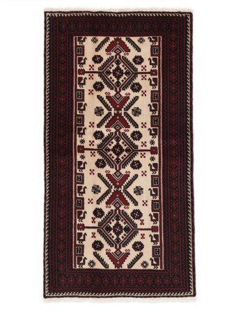 Hand Knotted Persian Baluch Rug 95X185 Black/Brown