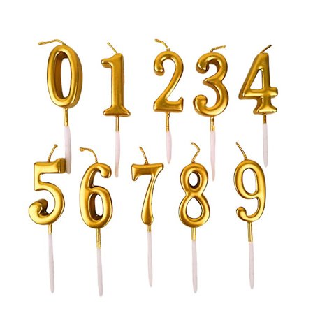 Pakke med 10 bursdagslystall, dekorative jubileumsrekvisitter i ABS