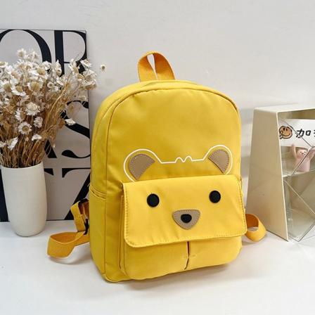 Ny tecknad lättviktsryggsäck med broderad björn skolväska för barn Yellow